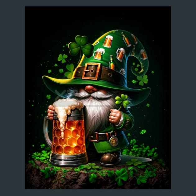St Patrick Gnome Metal Wall Art and Desktop Mouse Pad by X2Metal