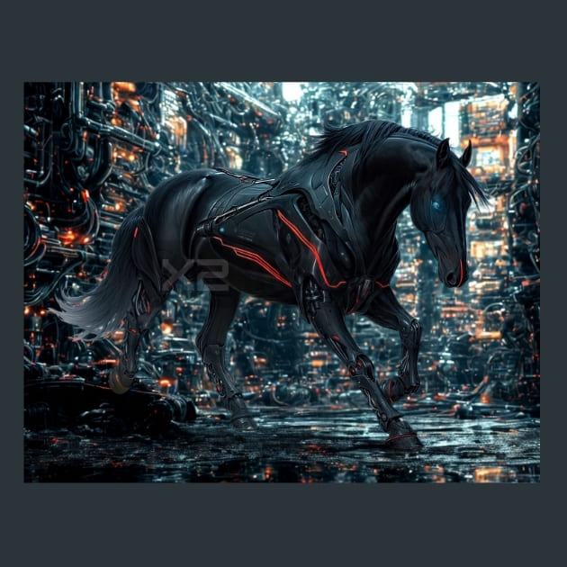 Stallion Mechanimals Metal Wall Art and Desktop Mouse Pad by X2Metal