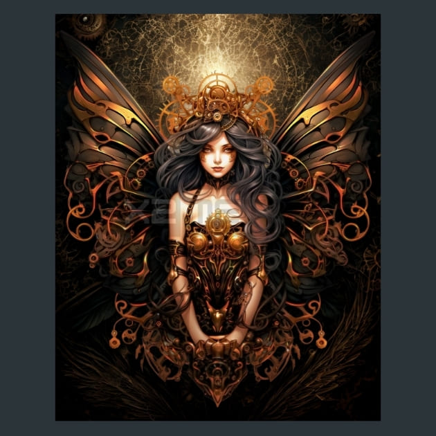 Steampunk Fairies 1 Metal Wall Art and Desktop Mouse Pad by X2Metal