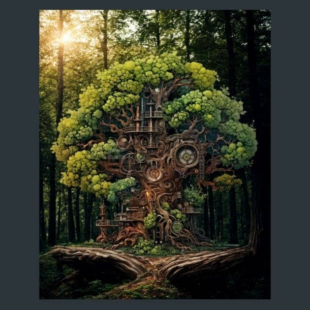 Steampunk Forest 1 Metal Wall Art and Desktop Mouse Pad by X2Metal