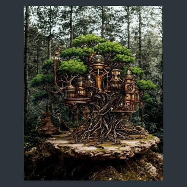 Steampunk Forest 22 Metal Wall Art and Desktop Mouse Pad by X2Metal