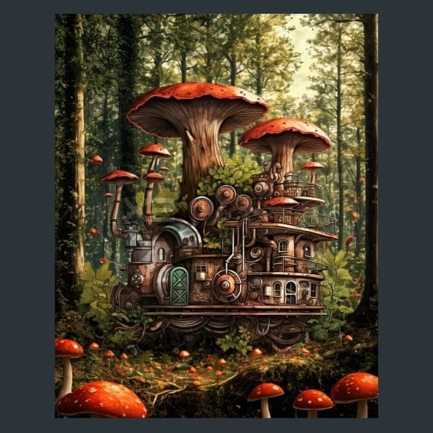 Steampunk Forest 2 Metal Wall Art and Desktop Mouse Pad by X2Metal