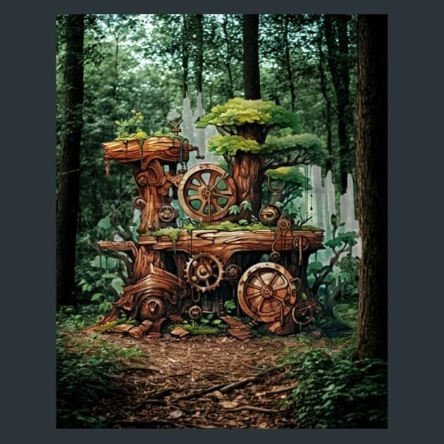 Steampunk Forest 32 Metal Wall Art and Desktop Mouse Pad by X2Metal