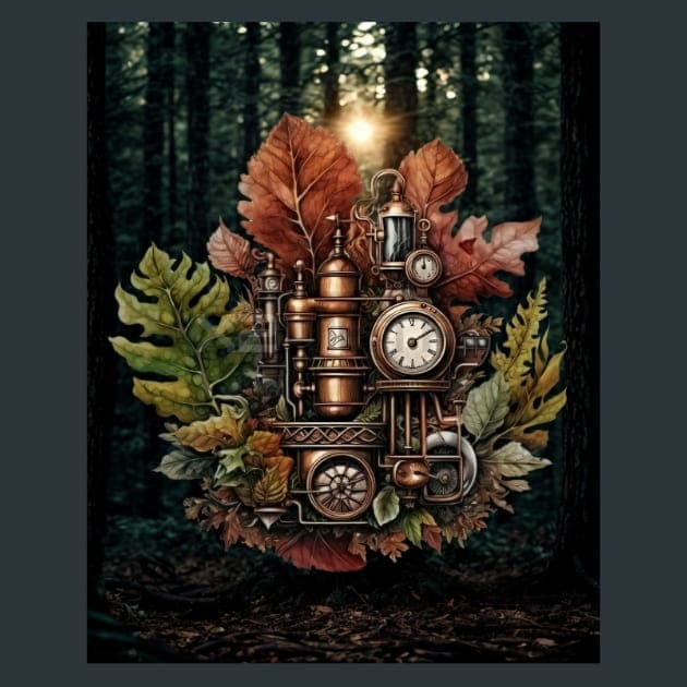 Steampunk Forest 35 Metal Wall Art and Desktop Mouse Pad by X2Metal