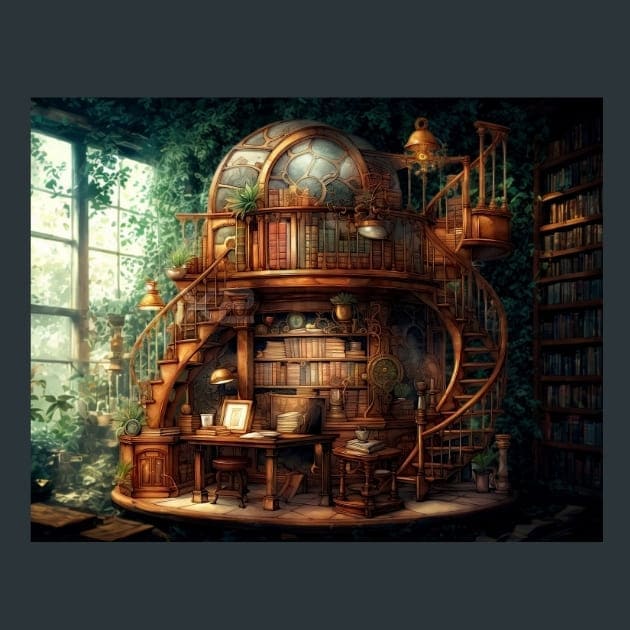 Steampunk Library 29 Metal Wall Art and Desktop Mouse Pad by X2Metal