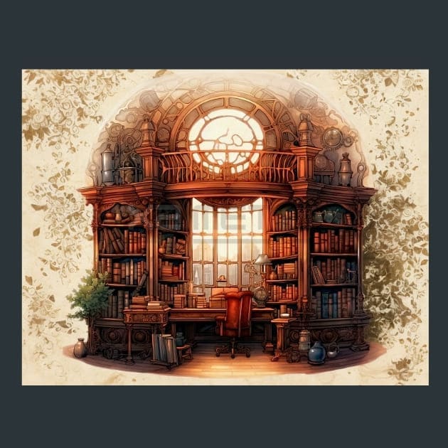 Steampunk Library Metal Prints, Posters and Mouse Pads