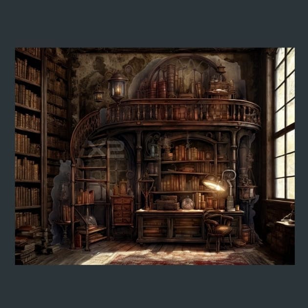 Steampunk Library Metal Prints, Posters and Mouse Pads