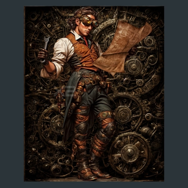 Steampunk Raiders 11 Metal Wall Art and Desktop Mouse Pad by X2Metal