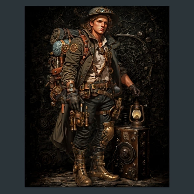 Steampunk Raiders 12 Metal Wall Art and Desktop Mouse Pad by X2Metal