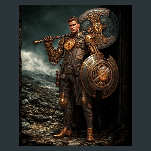 Steampunk Raiders 14 Metal Wall Art and Desktop Mouse Pad by X2Metal