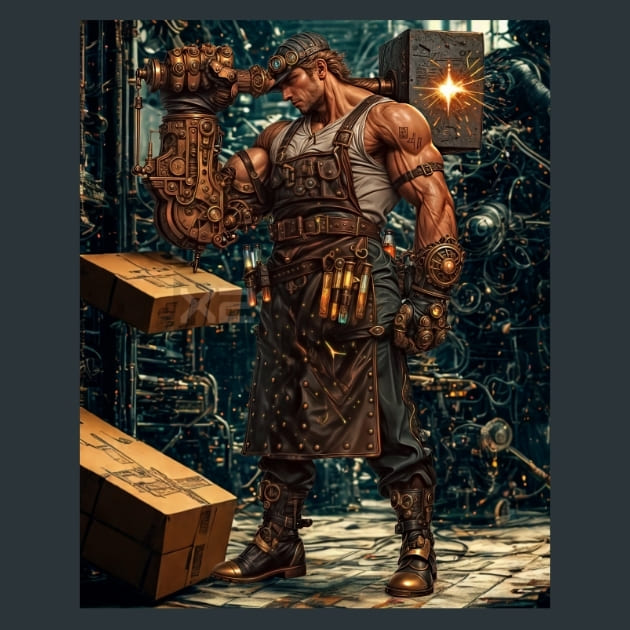 Steampunk Raiders 18 Metal Wall Art and Desktop Mouse Pad by X2Metal