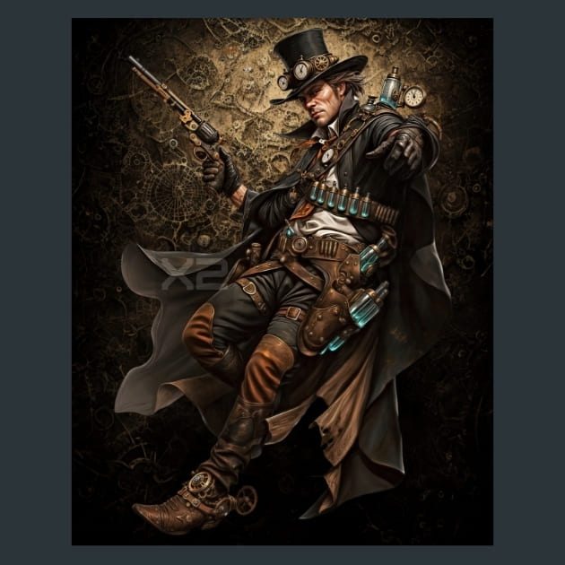 Steampunk Raiders 27 Metal Wall Art and Desktop Mouse Pad by X2Metal