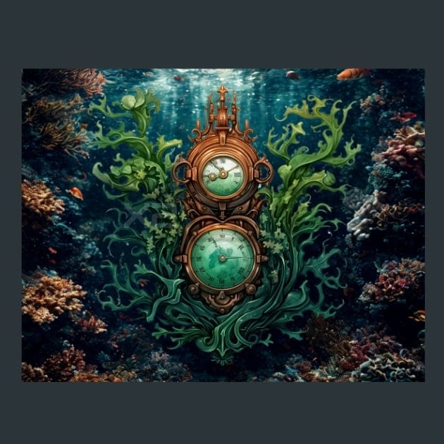 Steampunk Sea World 13 Metal Wall Art and Desktop Mouse Pad by X2Metal