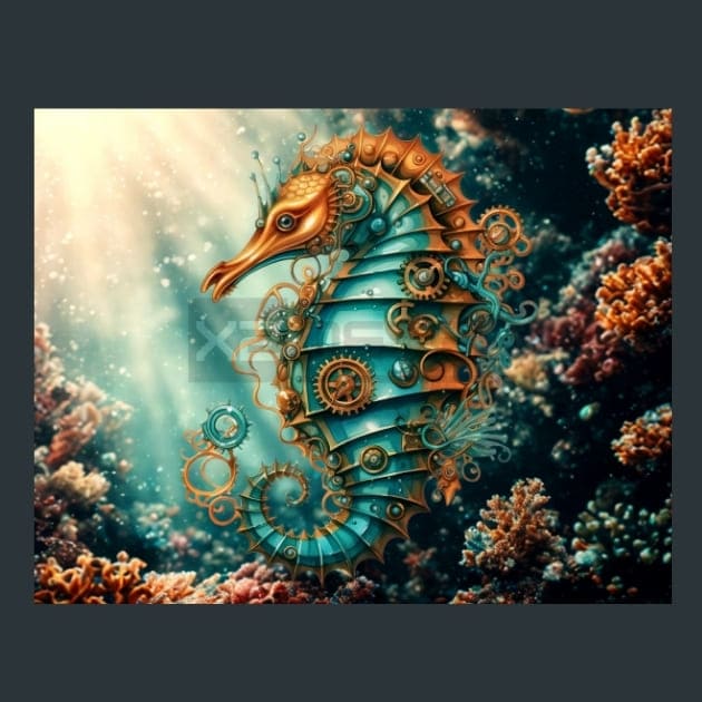 Steampunk Sea World 20 Metal Wall Art and Desktop Mouse Pad by X2Metal