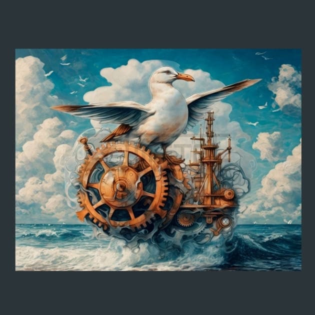 Steampunk Sea World 22 Metal Wall Art and Desktop Mouse Pad by X2Metal
