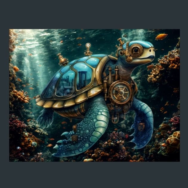 Steampunk Sea World 26 Metal Wall Art and Desktop Mouse Pad by X2Metal