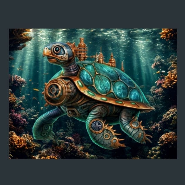 Steampunk Sea World 27 Metal Wall Art and Desktop Mouse Pad by X2Metal