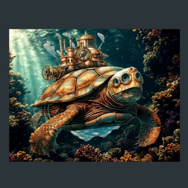 Steampunk Sea World 28 Metal Wall Art and Desktop Mouse Pad by X2Metal