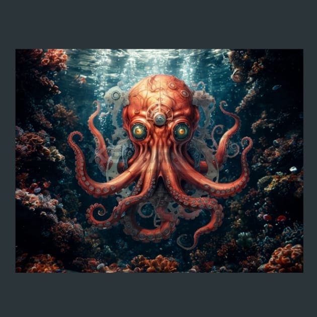 Steampunk Sea World 32 Metal Wall Art and Desktop Mouse Pad by X2Metal