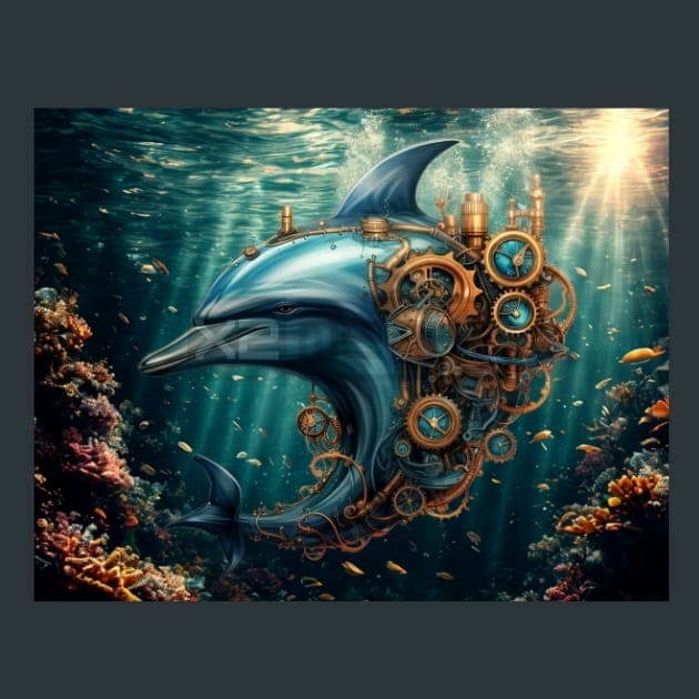 Steampunk Sea World 36 Metal Wall Art and Desktop Mouse Pad by X2Metal