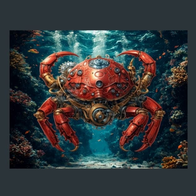 Steampunk Sea World 37 Metal Wall Art and Desktop Mouse Pad by X2Metal