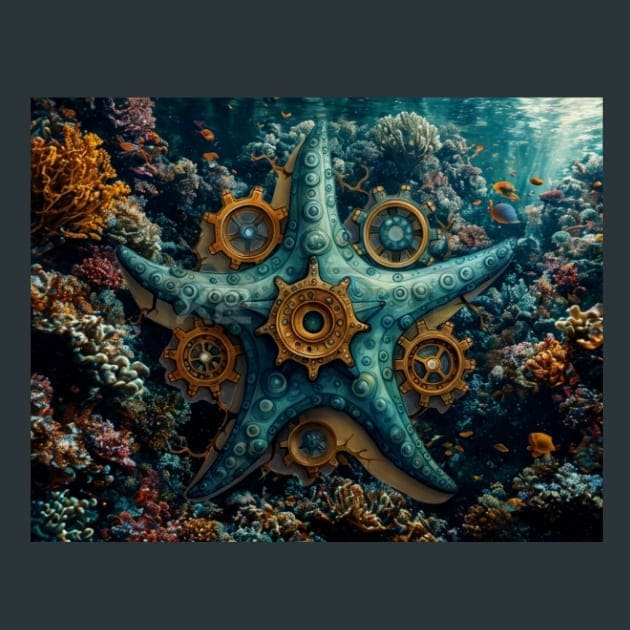 Steampunk Sea World 6 Metal Wall Art and Desktop Mouse Pad by X2Metal