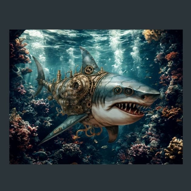 Steampunk Sea World 8 Metal Wall Art and Desktop Mouse Pad by X2Metal