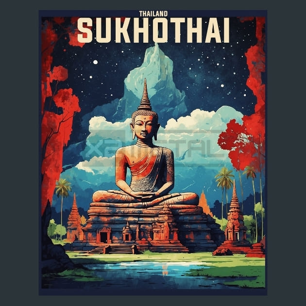 Sukhothai Thailand Metal Wall Art and Desktop Mouse Pad by X2Metal