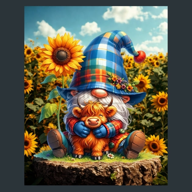 Sunflower Gnomes 10 Metal Wall Art and Desktop Mouse Pad by X2Metal