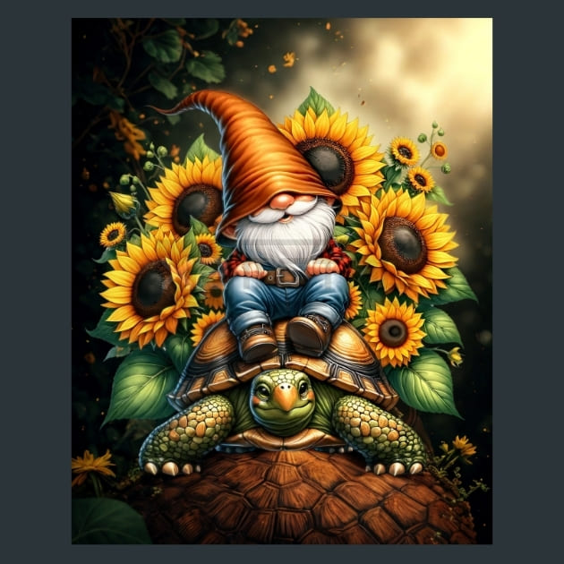 Sunflower Gnomes 17 Metal Wall Art and Desktop Mouse Pad by X2Metal