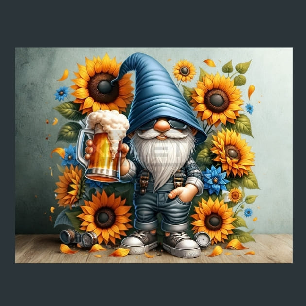 Sunflower Gnomes 19 Metal Wall Art and Desktop Mouse Pad by X2Metal