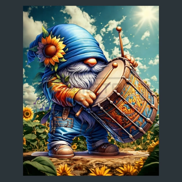 Sunflower Gnomes 20 Metal Wall Art and Desktop Mouse Pad by X2Metal