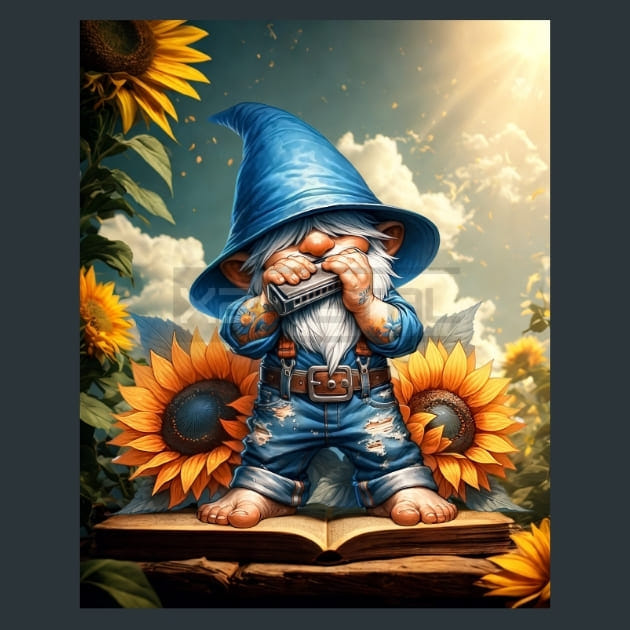Sunflower Gnomes 21 Metal Wall Art and Desktop Mouse Pad by X2Metal