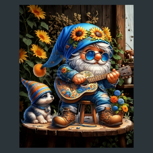 Sunflower Gnomes 23 Metal Wall Art and Desktop Mouse Pad by X2Metal