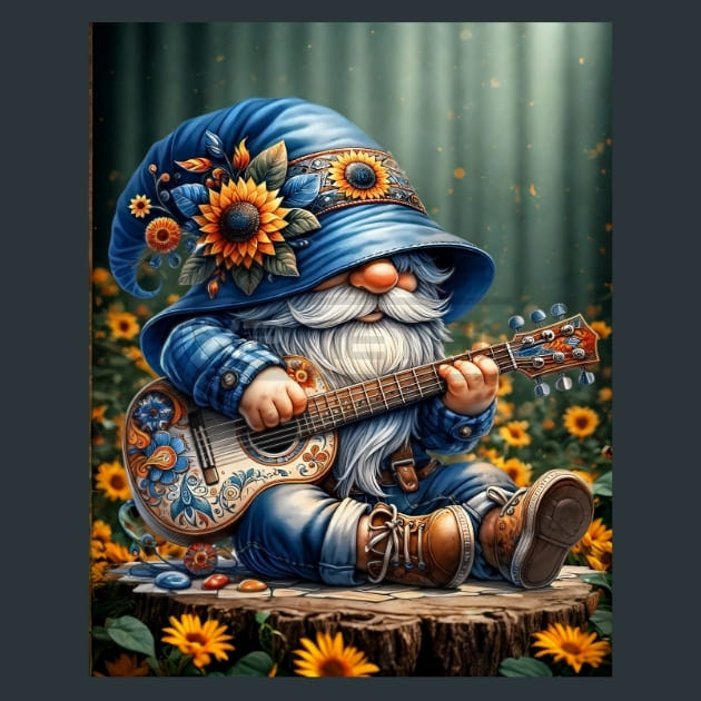 Sunflower Gnomes 24 Metal Wall Art and Desktop Mouse Pad by X2Metal