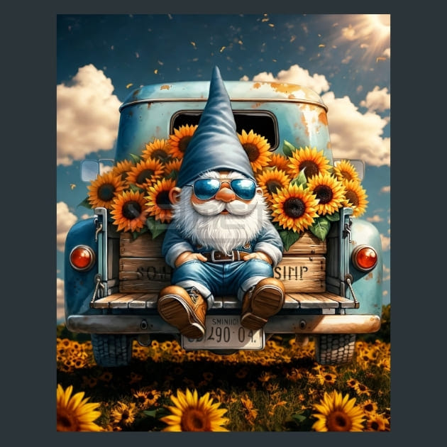 Sunflower Gnomes 27 Metal Wall Art and Desktop Mouse Pad by X2Metal