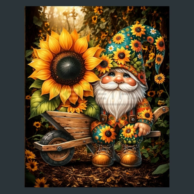 Sunflower Gnomes 29 Metal Wall Art and Desktop Mouse Pad by X2Metal
