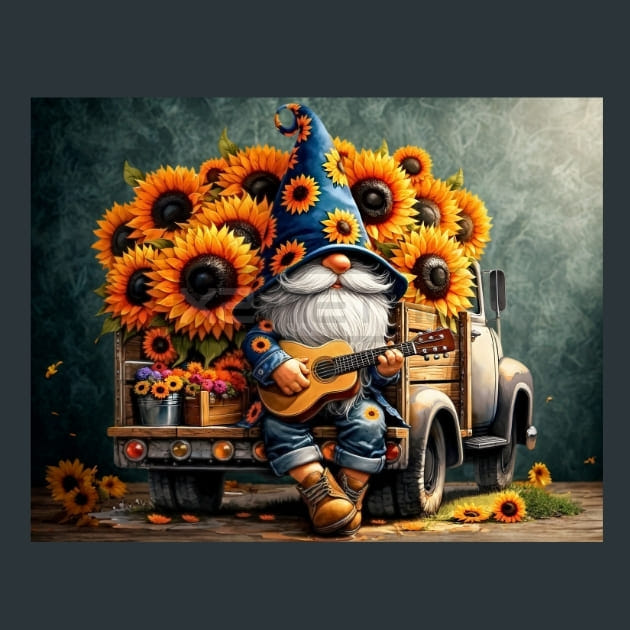 Sunflower Gnomes 30 Metal Wall Art and Desktop Mouse Pad by X2Metal