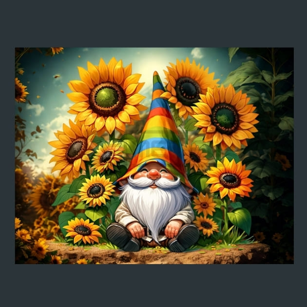Sunflower Gnomes 33 Metal Wall Art and Desktop Mouse Pad by X2Metal