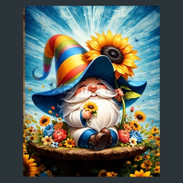 Sunflower Gnomes 34 Metal Wall Art and Desktop Mouse Pad by X2Metal