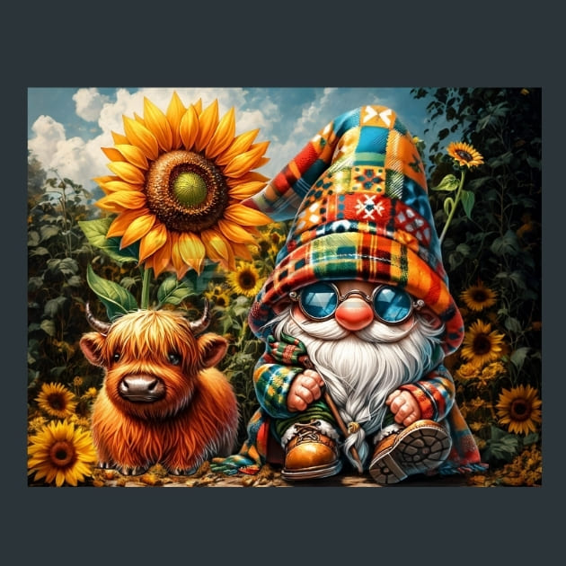 Sunflower Gnomes 39 Metal Wall Art and Desktop Mouse Pad by X2Metal