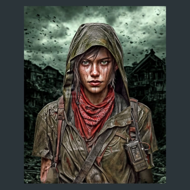 Survivor Bust-Zombie Wasteland 1 Metal Wall Art and Desktop Mouse Pad by X2Metal