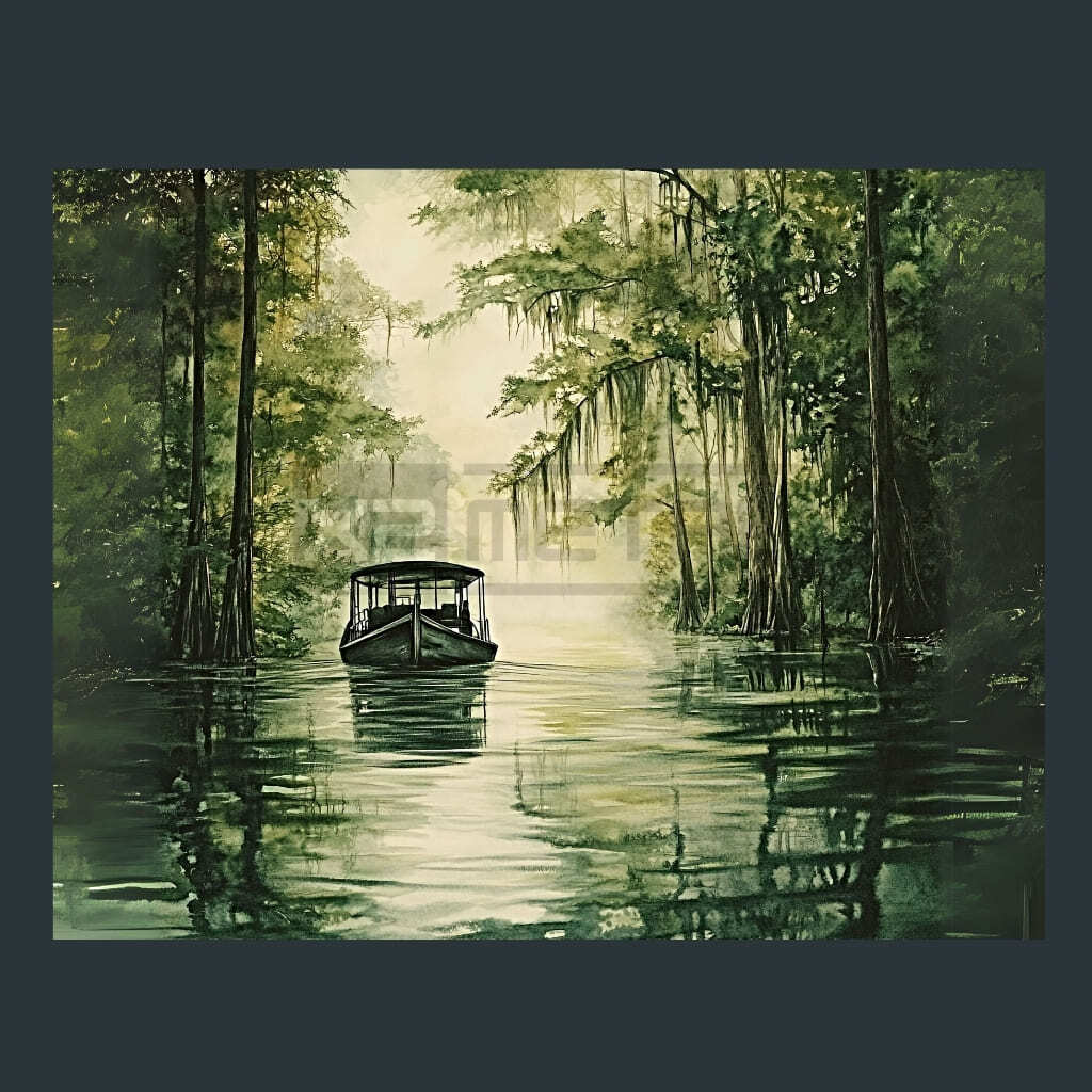 Swamp Boat Louisiana Metal Wall Art and Desktop Mouse Pad by X2Metal