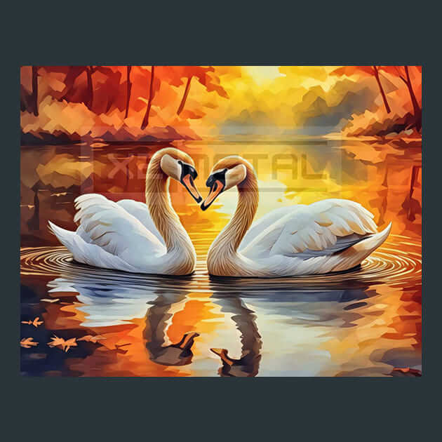 Swans Lake Scene Metal Wall Art and Desktop Mouse Pad by X2Metal