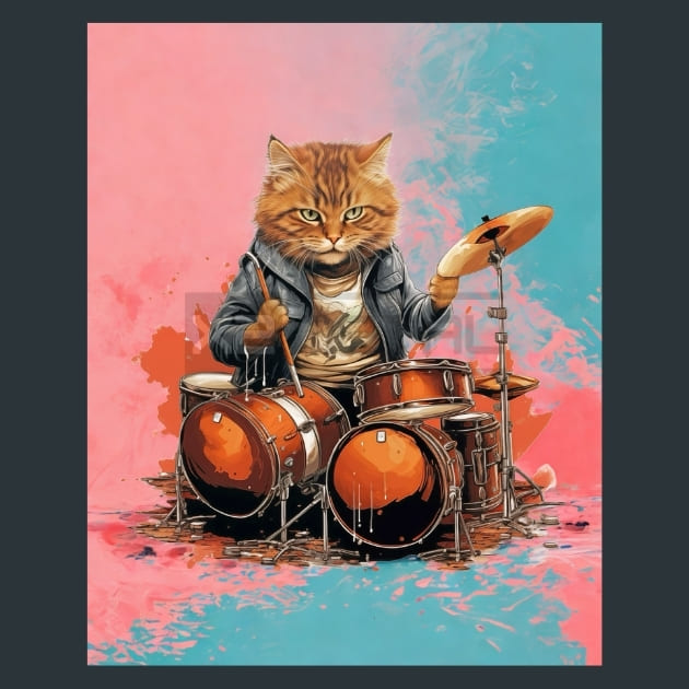 Symphony Cat Metal Wall Art and Desktop Mouse Pad by X2Metal