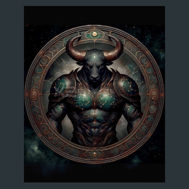 Taurus-Celestial-Zodiac-Guardians Metal Wall Art and Desktop Mouse Pad by X2Metal