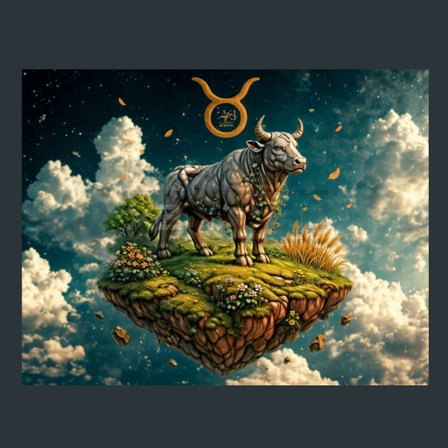 Taurus-Zodiac-Signs-Floating Metal Wall Art and Desktop Mouse Pad by X2Metal