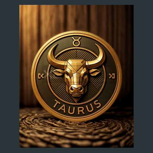 Taurus-Zodiac-Signs-Gold-Celtic Metal Wall Art and Desktop Mouse Pad by X2Metal