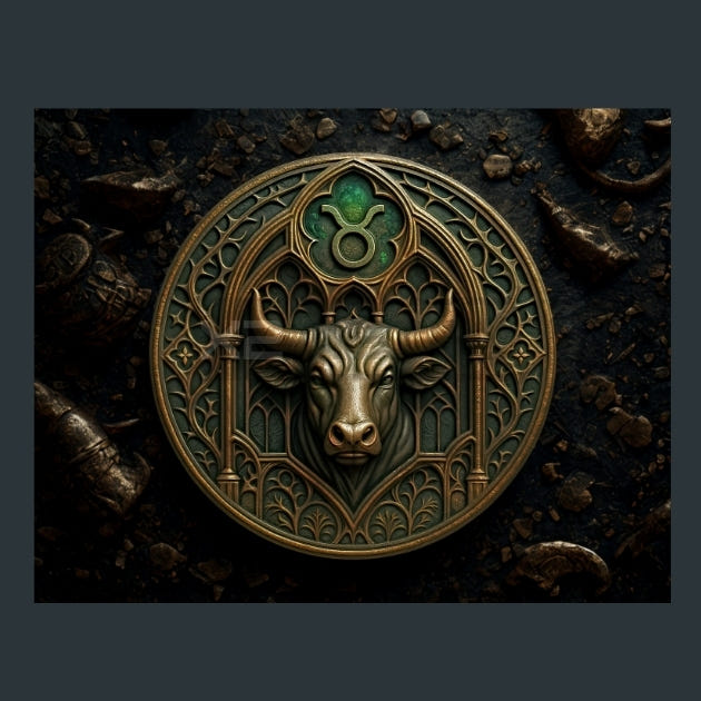 Taurus-Zodiac-Signs-Gothic Metal Wall Art and Desktop Mouse Pad by X2Metal