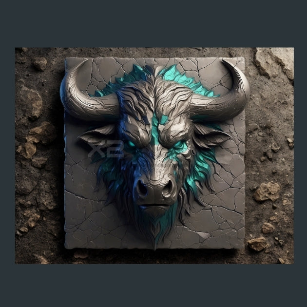 Taurus-Zodiac-Stone-Tablet Metal Wall Art and Desktop Mouse Pad by X2Metal